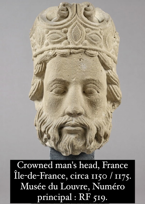Important stone head of an emperor. Northern France, 12th - 13th century. - image 15