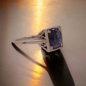 Art Deco Egyptian Revival Sapphire Ring.