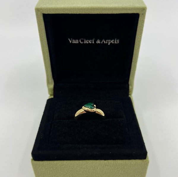 Vintage Van Cleef & Arpels Green Malachite Ring - image 2