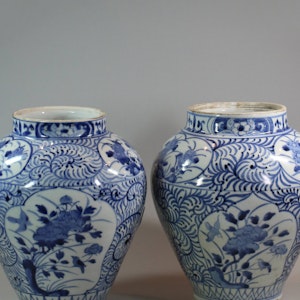 Pair of Japanese blue and white vases, c.1700