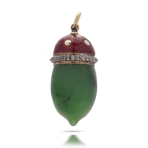 Faberge gold, diamond enamel, nephrite acorn pendant, workmaster Michael Perchin,circa 1900 - image 4