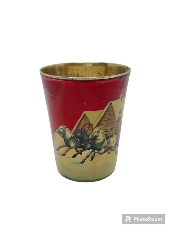 Russian silver and enamel vodka cup, Moscow 1896 - image 2