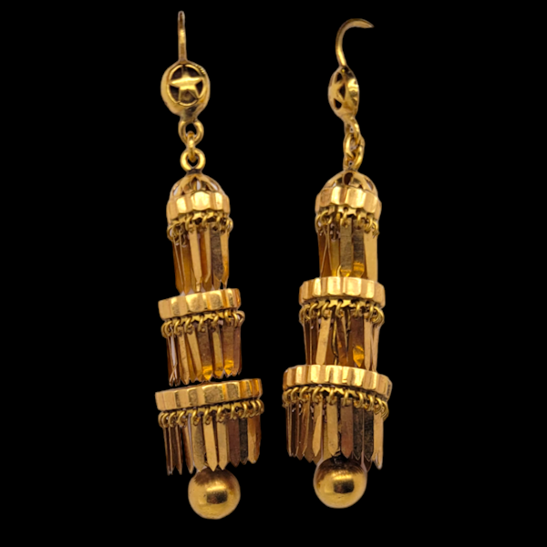 Three tier tassel 18ct gold earrings SKU: 7020 - image 2