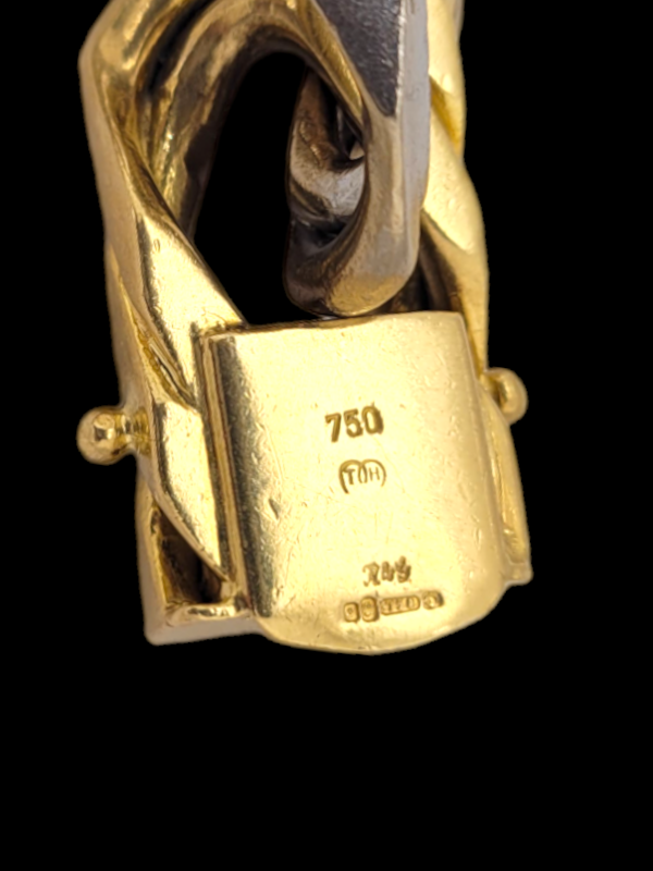 Cool heavy bi colour gold double flat curb gold bracelet SKU: 7019 DBGEMS - image 2