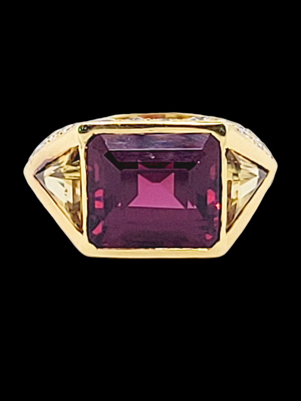 Fine Garnet and diamond cocktail ring by Hammerman Bros. NY SKU: 7038 DBGEMS - image 1