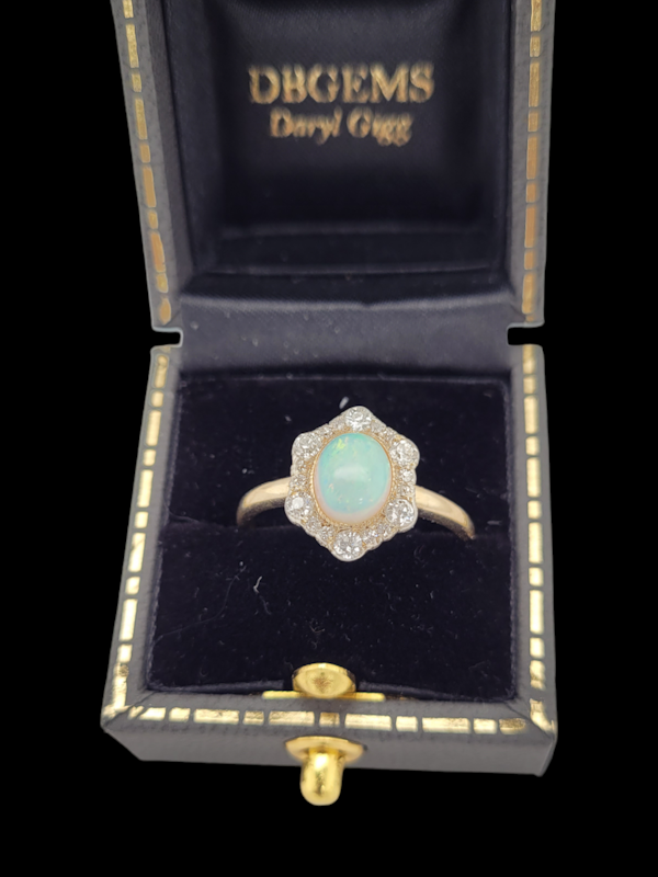 Antique opal and diamond cluster ring SKU: 7058 DBGEMS - image 2