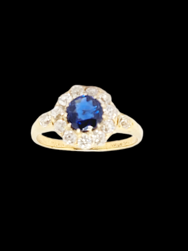 Victorian sapphire and diamond cluster engagement ring SKU: 7060 DBGEMS - image 3