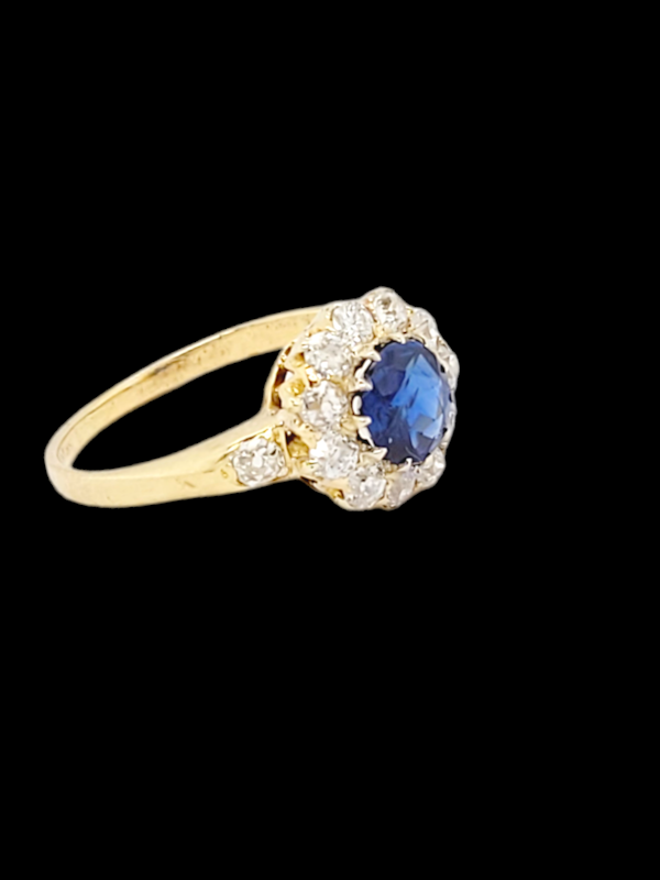 Victorian sapphire and diamond cluster engagement ring SKU: 7060 DBGEMS - image 2