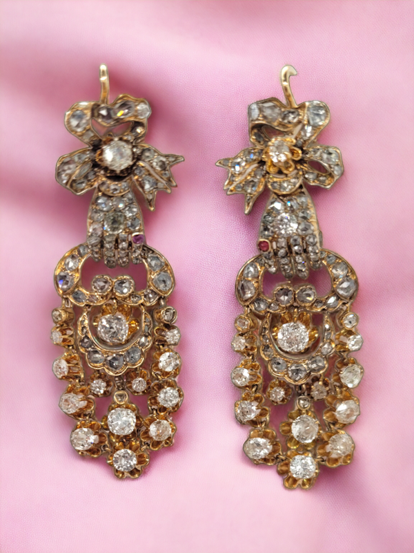 Antique hand diamond drop earrings SKU: 7064 DBGEMS - image 4
