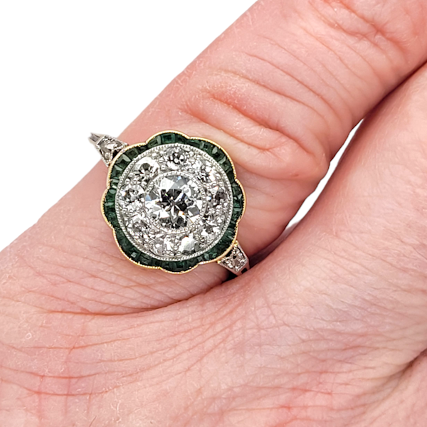 Edwardian emerald and diamond engagement ring SKU: 7068 DBGEMS - image 2