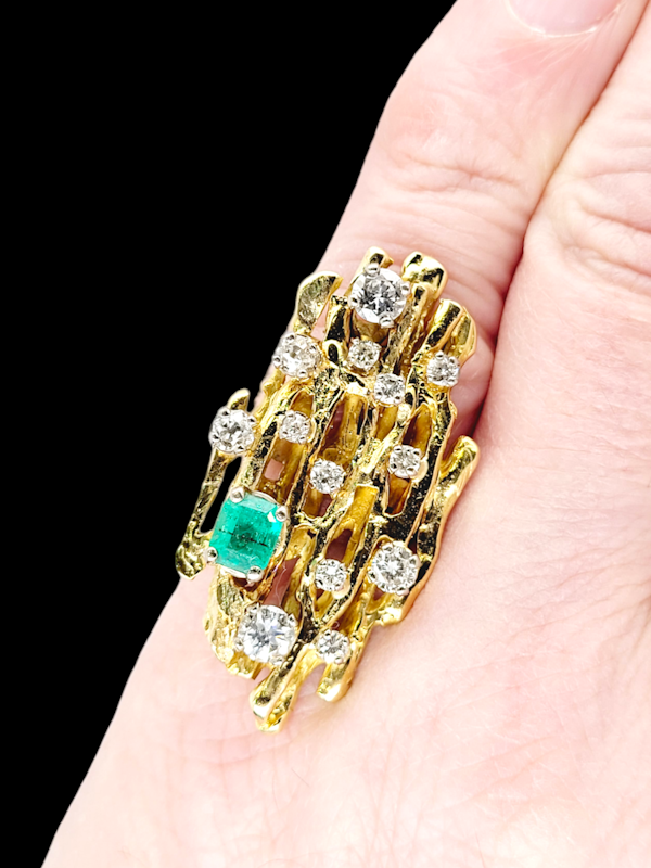 Cool organic 1970's emerald and diamond ring SKU: 7080 DBGEMS - image 1