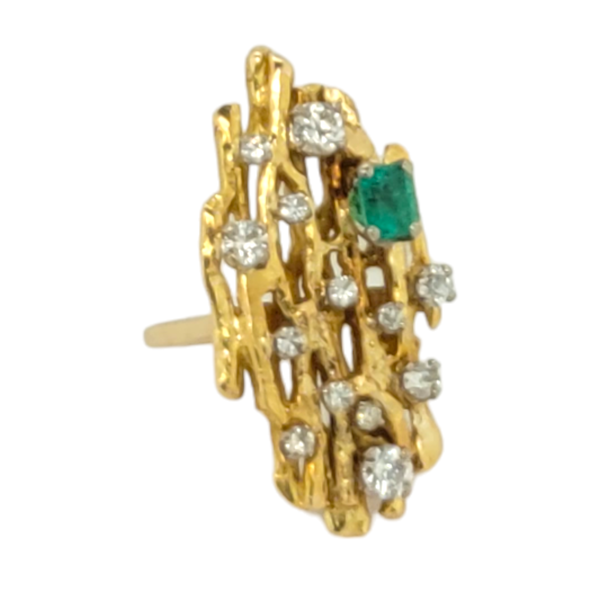 Cool organic 1970's emerald and diamond ring SKU: 7080 DBGEMS - image 2