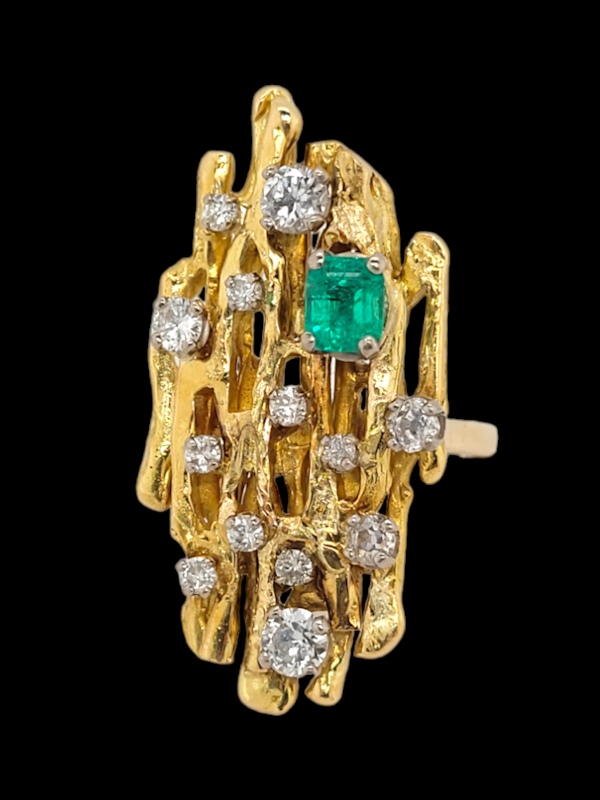 Cool organic 1970's emerald and diamond ring SKU: 7080 DBGEMS - image 4