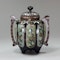 A fine silver-wired Japanese cloisonné eight-lobed twin-handled koro and cover, Meiji period - image 1