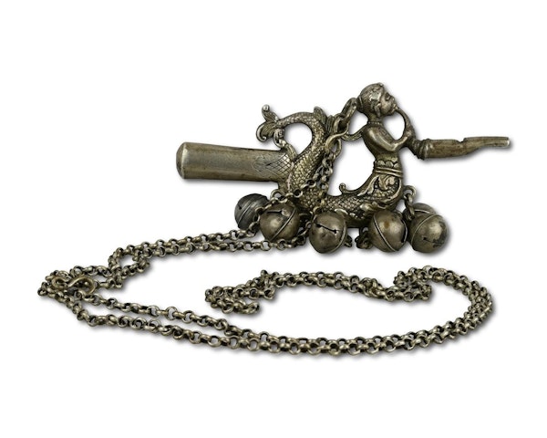 Silver gilt mermaid rattle and whistle. North European, mid 18th century. - image 3
