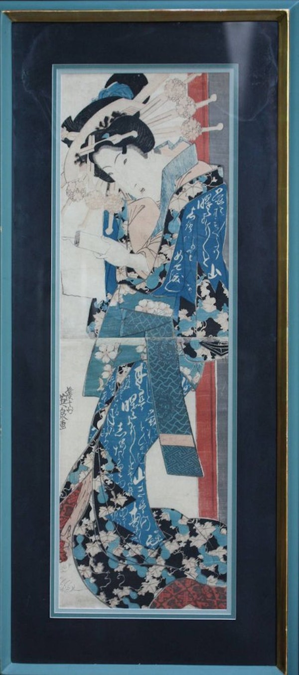 Japanese 'bijin-ga' woodcut print, by Ikeda Eisen, also known as Keisai Eisen (1790-1848) - image 1