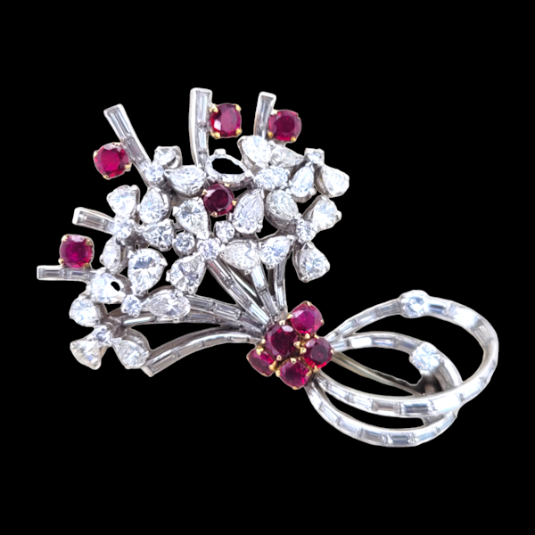 Fine vintage ruby and diamond bouquet brooch by Garrards SKU: 7091 DBGEMS - image 4