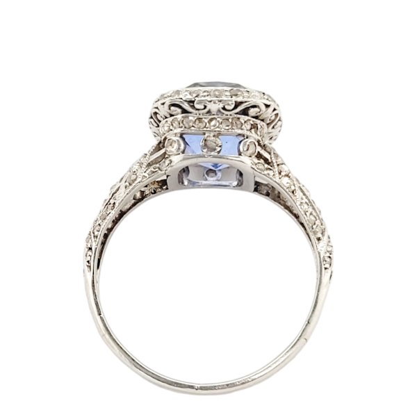 Gem Cornflower Ceylon sapphire and diamond antique engagement ring SKU: 7096 DBGEMS - image 2