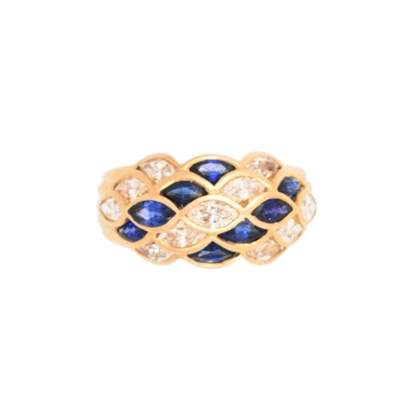 A Sapphire Diamond Bombé Ring - image 2