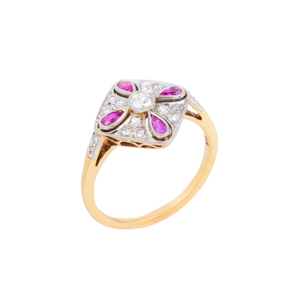 Art Deco Ruby Diamond Ring - image 2