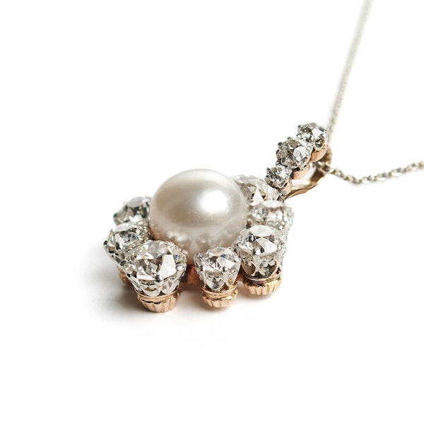 Antique Pearl, Diamond, Platinum And Gold Cluster Pendant, Circa 1910 - image 3