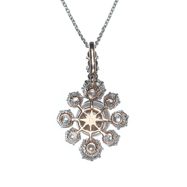 Antique Pearl, Diamond, Platinum And Gold Cluster Pendant, Circa 1910 - image 4