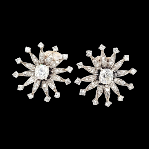 Pair of chunky old mine cut diamond earrings SKU: 7113 DBGEMS - image 1