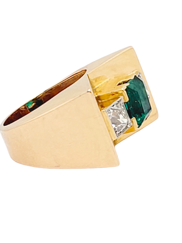Fine 1940's emerald and diamond tank ring SKU: 7107 DBGEMS - image 4