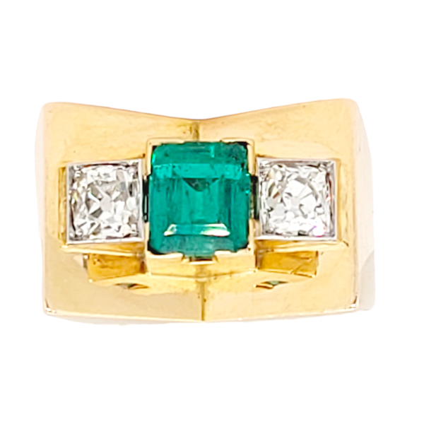 Fine 1940's emerald and diamond tank ring SKU: 7107 DBGEMS - image 5