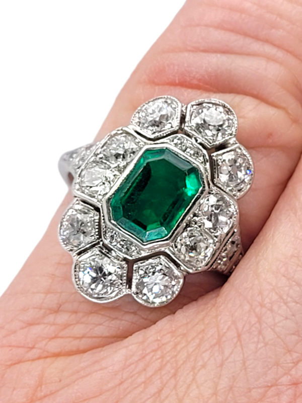 Fabulous emerald and diamond art deco ring SKU: 7105 DBGEMS - image 2