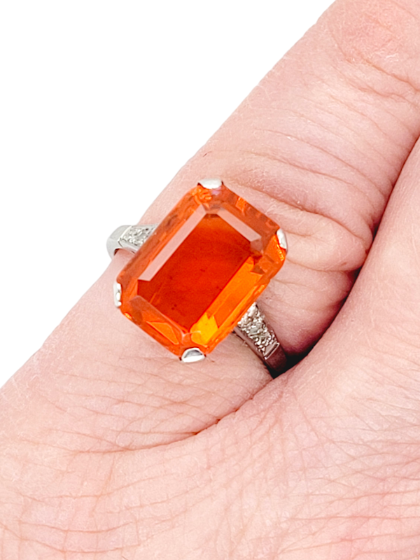 Art deco fire opal and diamond ring SKU: 7103 DBGEMS - image 2