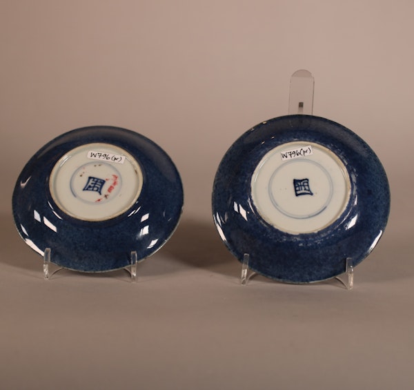 Pair of Chinese powder blue ground saucers, Kangxi (1662-1722) - image 3