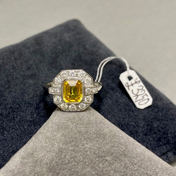 Yellow Sapphire Diamond Ring in Platinum date circa 1960, SHAPIRO & Co since1979 - image 11