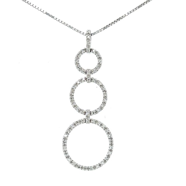 18K White Gold 3 Hoops Diamond Necklace - image 1