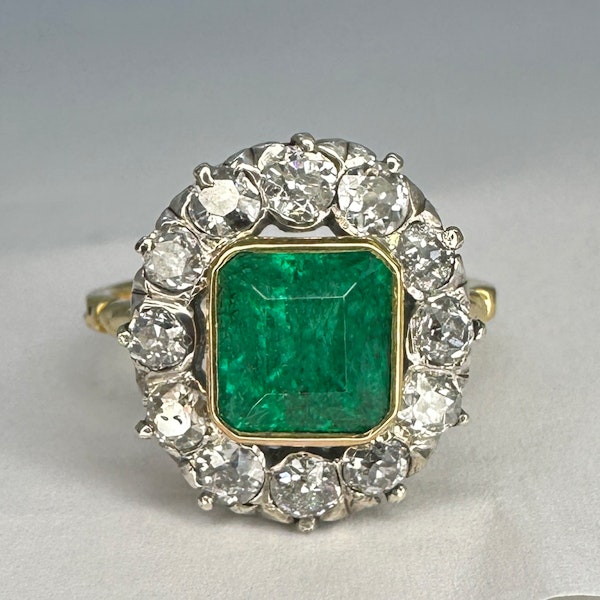 Emerald & Diamond Edwardian Engagement Ring CHIQUE TO ANTIQUE - image 2