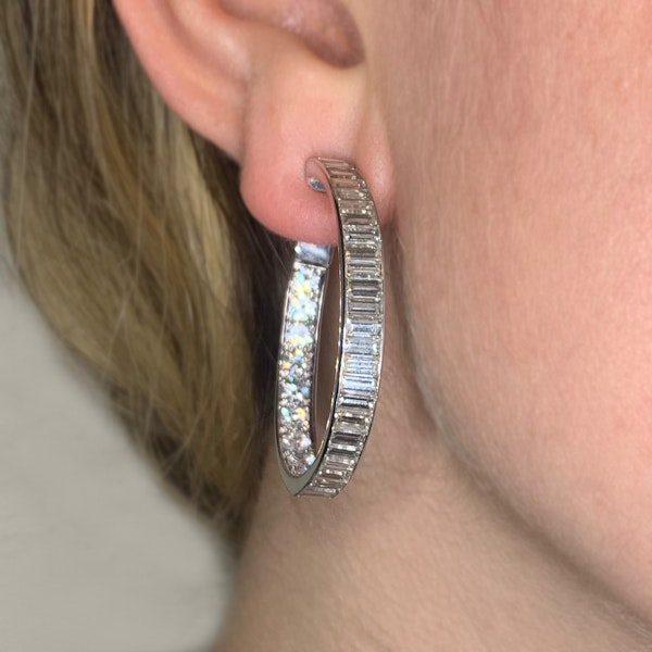 10.5ct Large Baguette Diamond Hoop Earrings  CHIQUE TO ANTIQUE Stand 375 - image 3