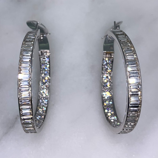 10.5ct Large Baguette Diamond Hoop Earrings  CHIQUE TO ANTIQUE Stand 375 - image 4