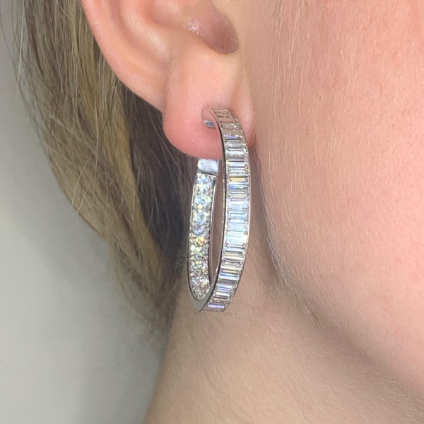 10.5ct Large Baguette Diamond Hoop Earrings  CHIQUE TO ANTIQUE Stand 375 - image 2