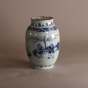 A small Delft earthenware blue and white vase, late 17th century
