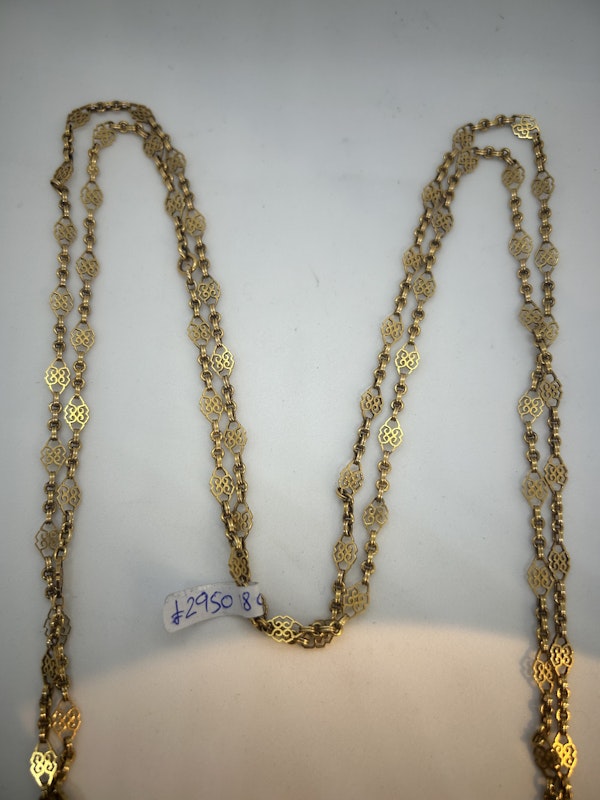 Lovely and delicate Art Nouveau French 18ct gold long chain at Deco&Vintage Ltd - image 2