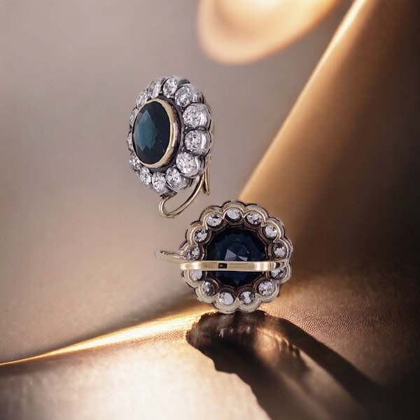 Antique C1900 Sapphire and Diamond Earrings. - image 3