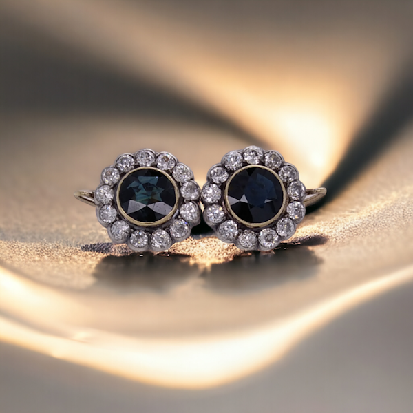 Antique C1900 Sapphire and Diamond Earrings. - image 4
