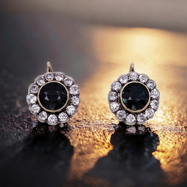 Antique C1900 Sapphire and Diamond Earrings. - image 6