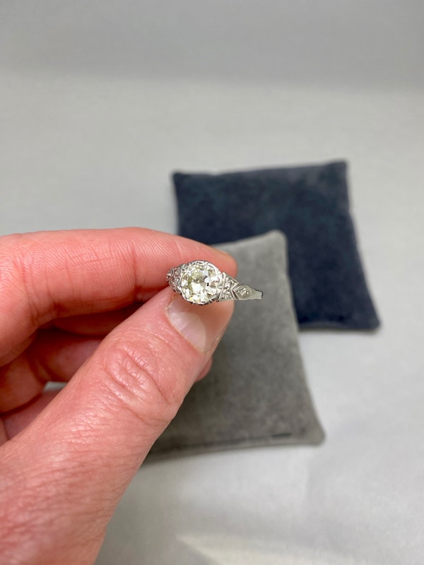 Single Stone Old Cut Diamond Ring in Platinum date circa 1920, SHAPIRO & Co since1979 - image 3