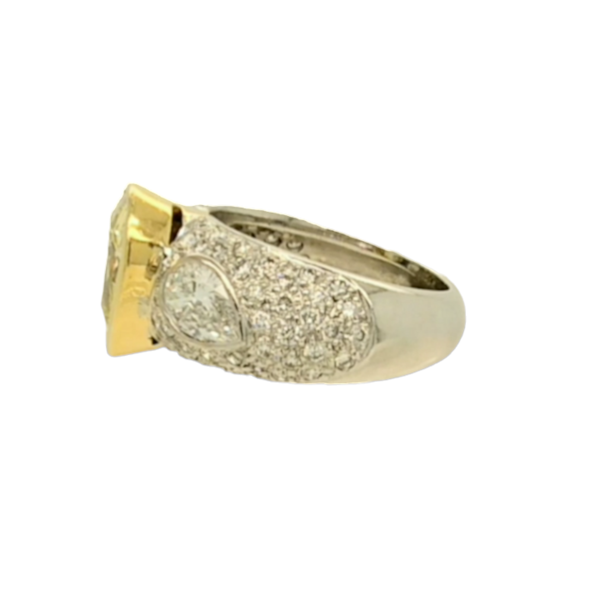 Natural Fancy Yellow Pear Shaped Diamond Ring. - image 2