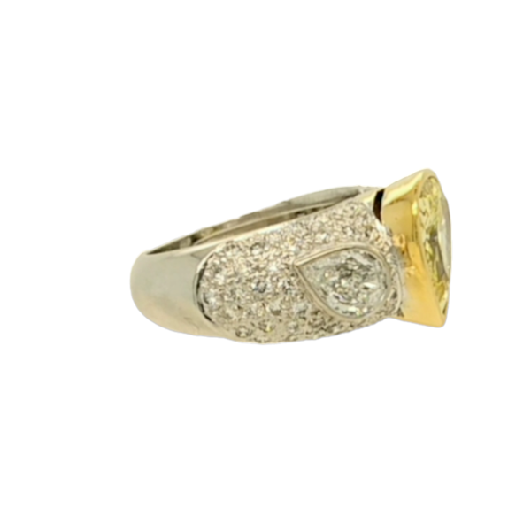 Natural Fancy Yellow Pear Shaped Diamond Ring. - image 4
