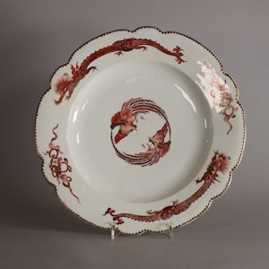 Chantilly 'red dragon' saucer dish, c.1740