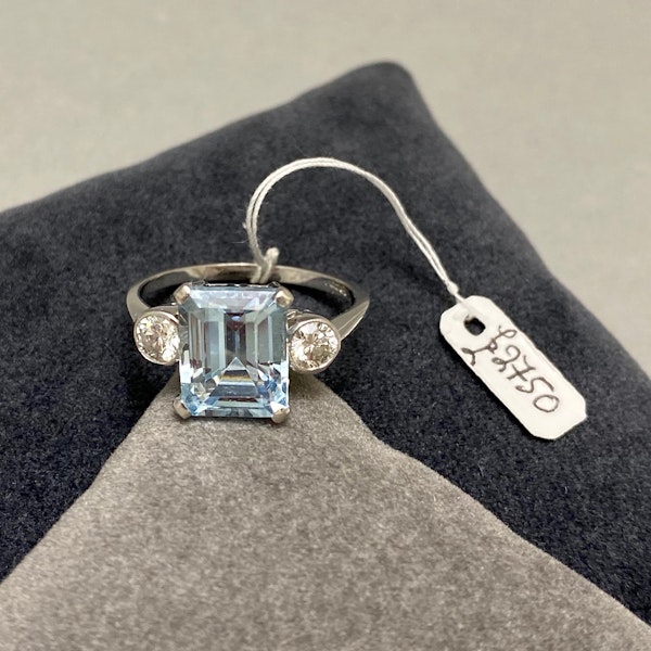 Aquamarine Diamond Ring in Platinum date circa 1960, SHAPIRO & Co since1979 - image 6