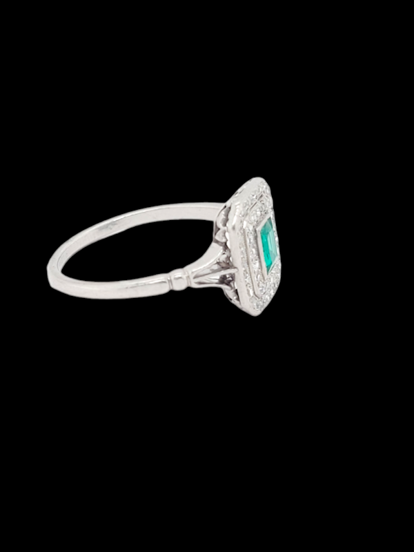 Art deco emerald and diamond engagement ring SKU: 7123 DBGEMS - image 4