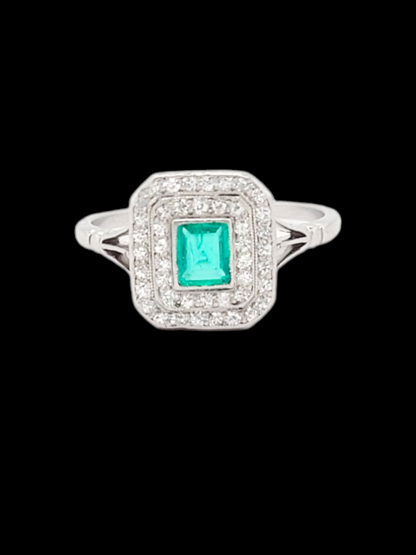 Art deco emerald and diamond engagement ring SKU: 7123 DBGEMS - image 1